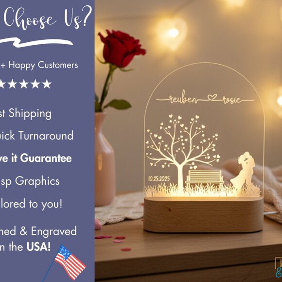 Personalized Loving Couple Night Light – Custom Romantic LED Lamp - Picture 4 of 8